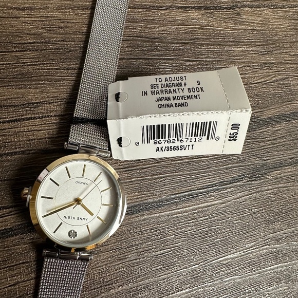 *ANNE KLEIN* Silver x Gold White Dial Women's Mesh Bracelet Watch NWT w/ Box - Picture 6 of 15